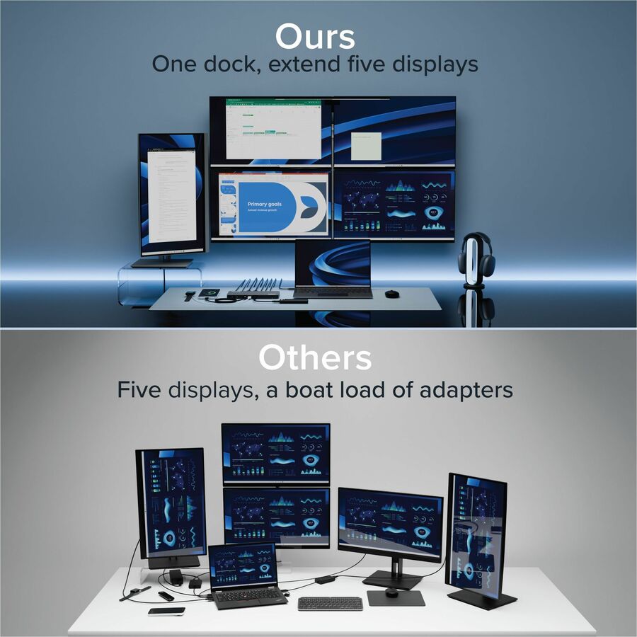 Alternate-Image4 Image for Plugable USB C Docking Station 5 Monitors, 140W DisplayLink Dock Connects up to Five 4K Displays for MacBook Windows Thunderbolt 4 Laptops
