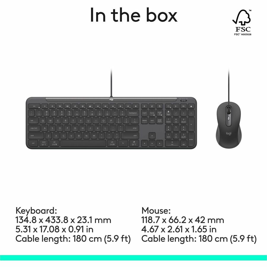 Alternate-Image8 Image for Logitech Signature Slim Wired Combo MK625 for Business, Optical Wired Mouse, Full-Size Keyboard, Plug-and-Play, Graphite