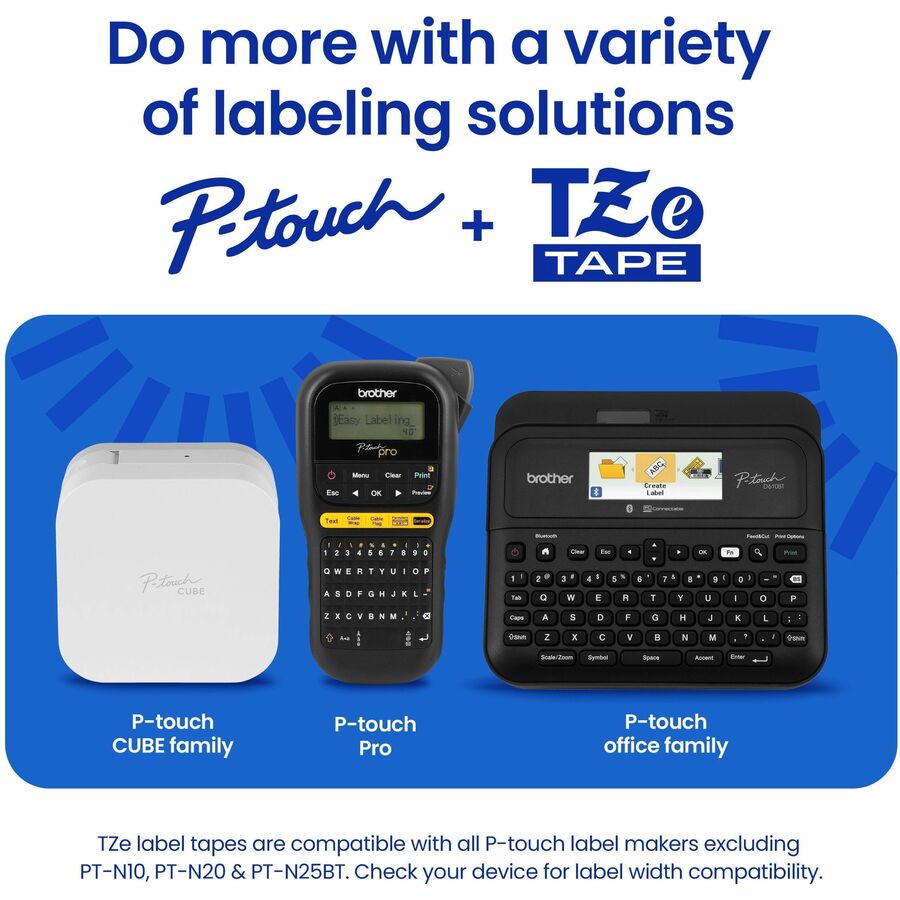 Alternate-Image8 Image for Brother Genuine P-touch TZe145 WHT on CLR Label Tape, Laminated, 18mmX8m