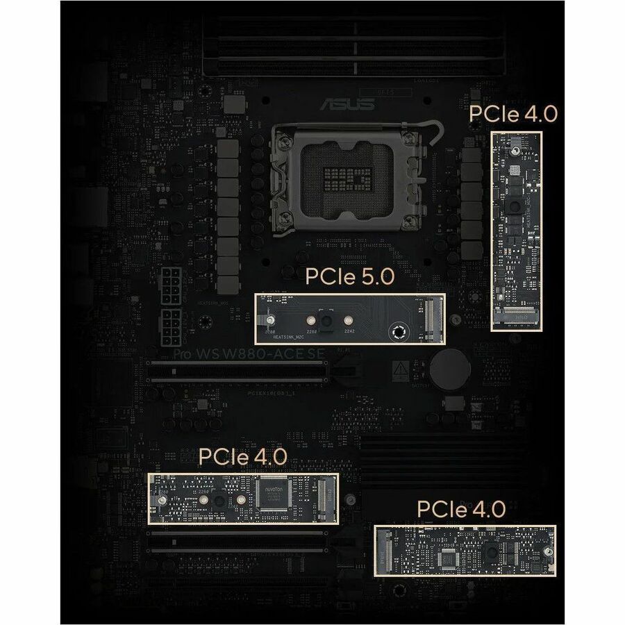 Alternate-Image9 Image for Asus Pro Pro WS W880-ACE SE Gaming Desktop Motherboard - Intel W880 Chipset - Socket LGA-1851 - ATX