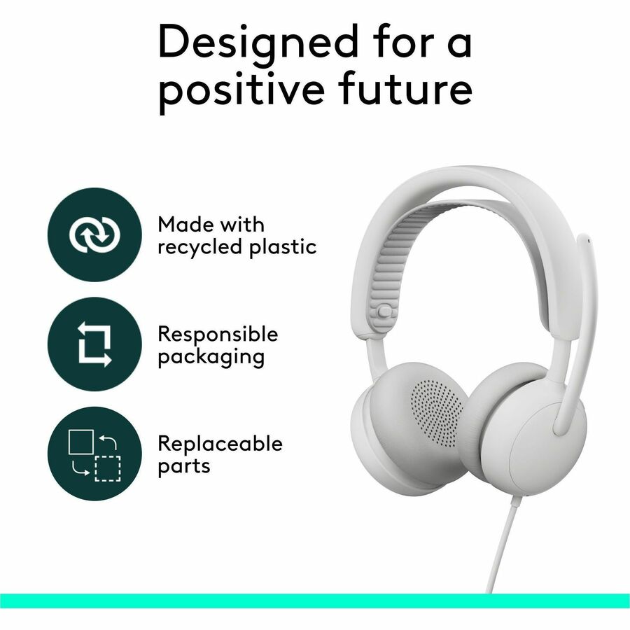 Alternate-Image9 Image for Logitech Zone Wired 2 for Business - Noise-Canceling Headset with Adaptive Hybrid ANC, Microsoft Teams Certified, USB-C with USB-A adapter, Off-white