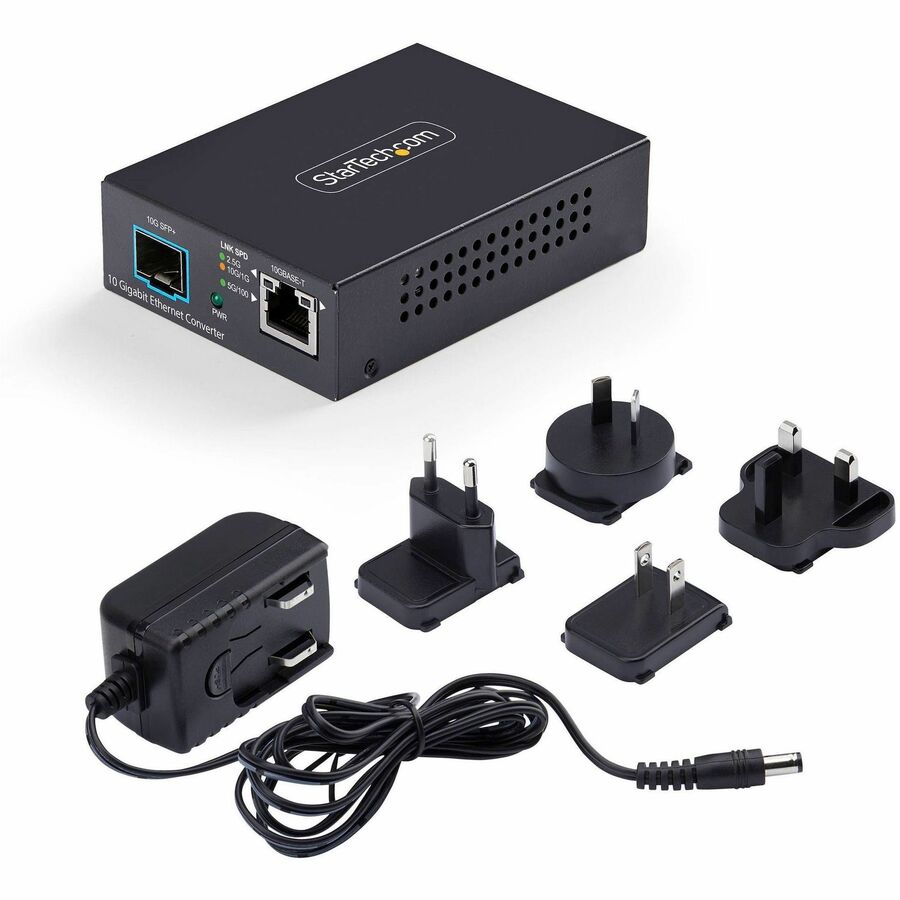 Alternate-Image4 Image for StarTech.com 10GbE Multi-Gigabit Open SFP+ Fiber Media Converter, 10G/5G/2.5G/1G/100M, Copper to 10GBASE-X SFP+, 16K Jumbo Frames, TAA