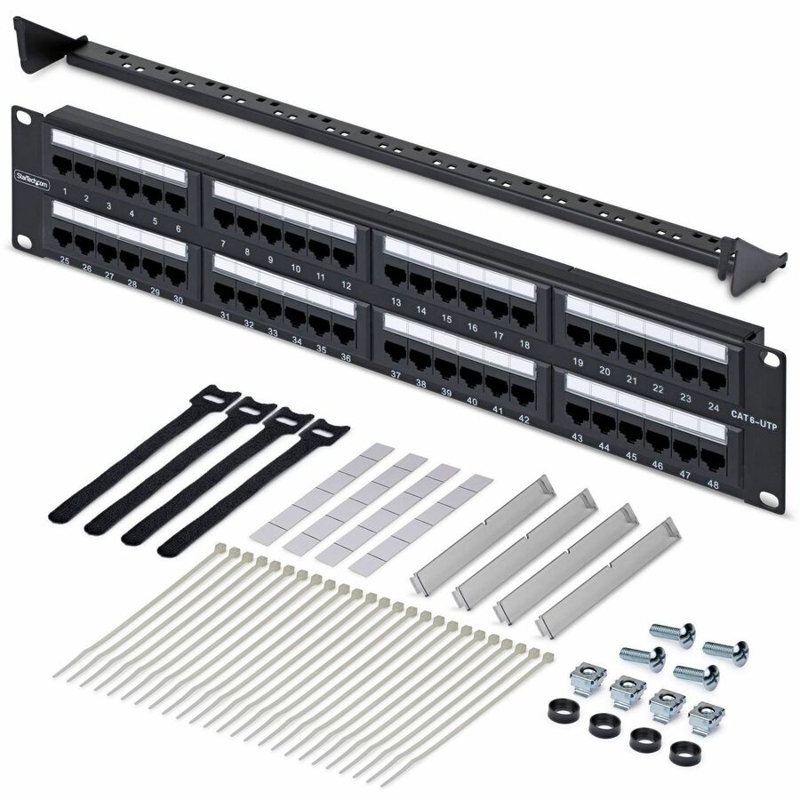 Alternate-Image5 Image for StarTech.com 48-Port 2U Rackmount Cat6 Patch Panel, RJ45, UTP, 110 Punch-Down, Cat 6 Ethernet Patch Panel for Network Server Rack