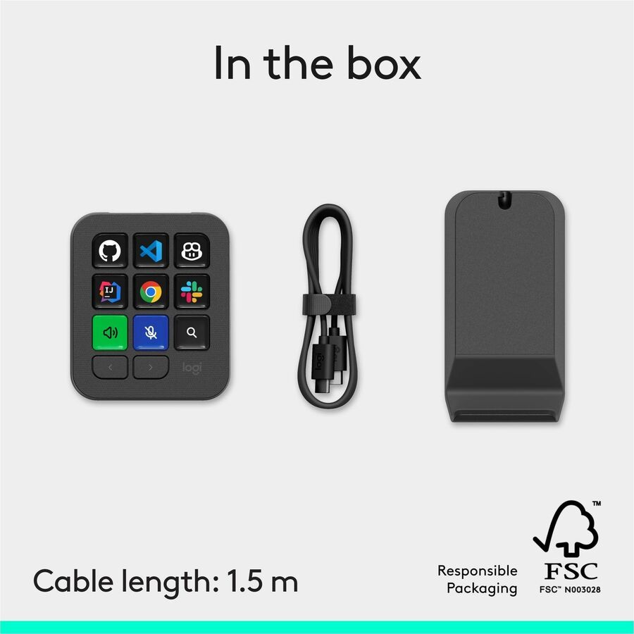 Alternate-Image9 Image for Logitech MX Keypad, Programmable Macro Pad for Developers, 9 LCD Keys, App-Aware Profiles,GitHub Copilot,USB-C,Graphite