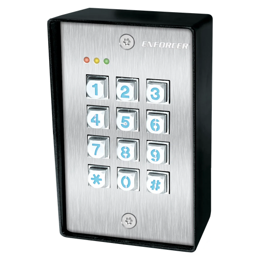 SECO-LARM SK-1123-SDQ outdoor keypad with backlit buttons and weatherproof aluminum housing