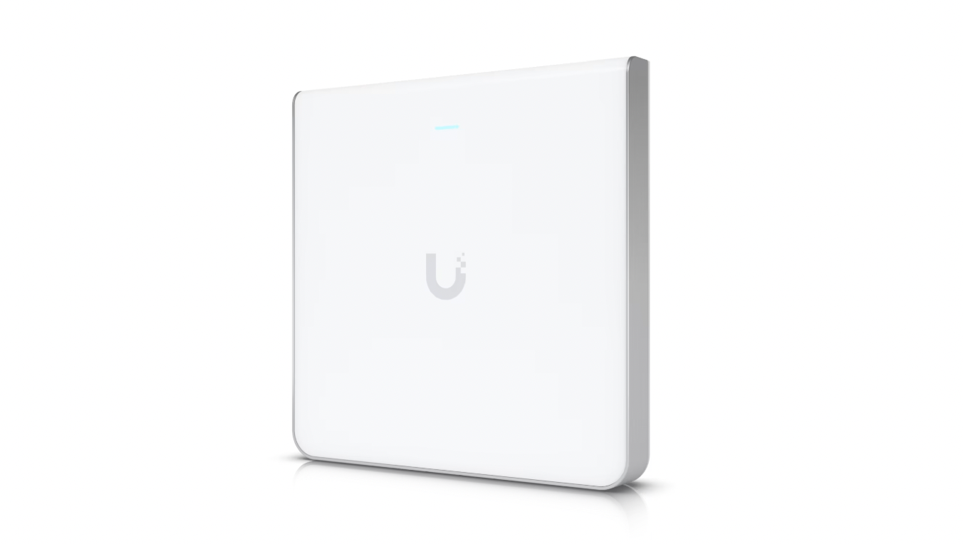 Ubiquiti U6 Enterprise In-Wall access point – front view angled
