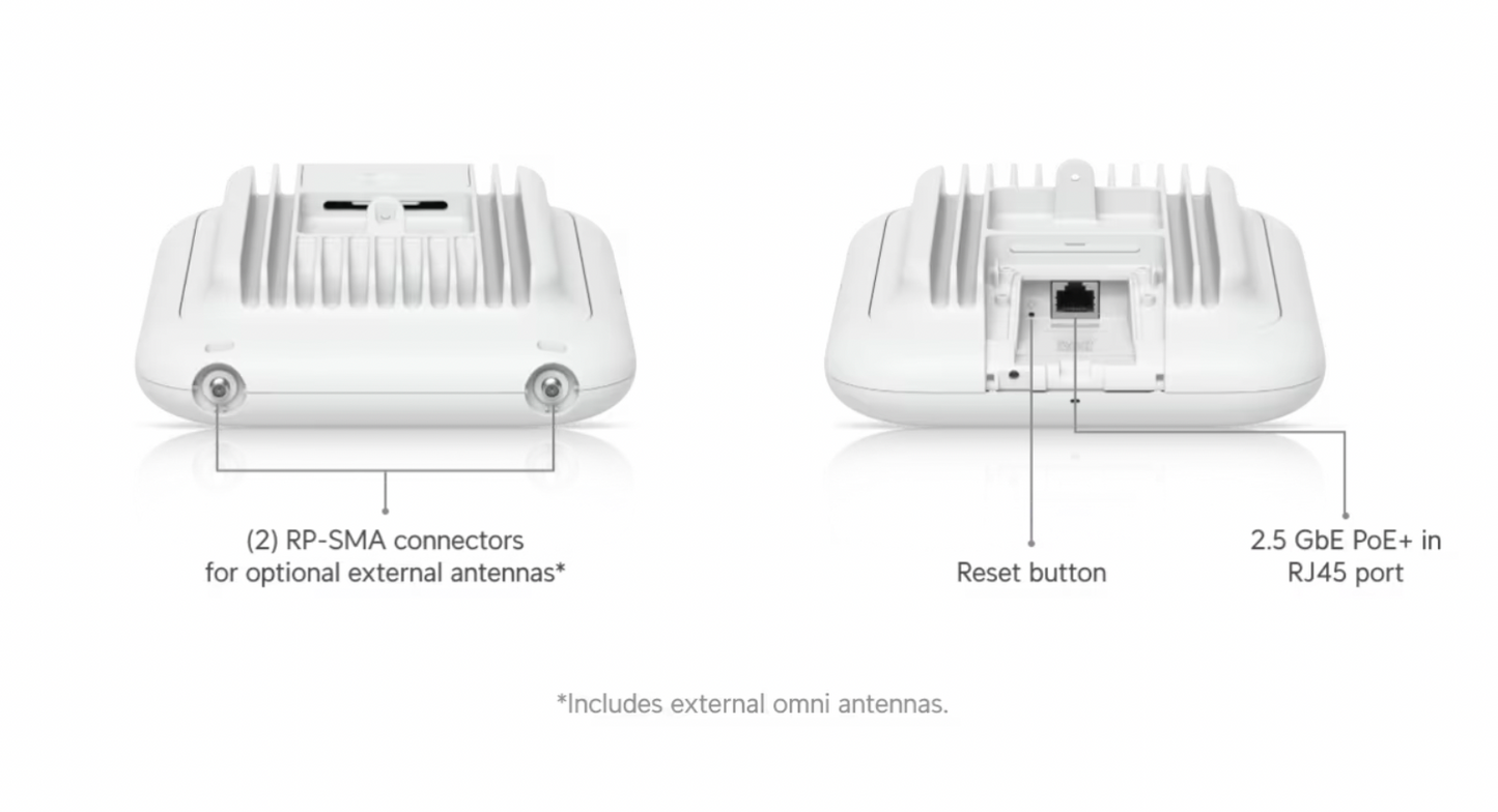 Ubiquiti U7 Pro Outdoor access point – back view with specifications