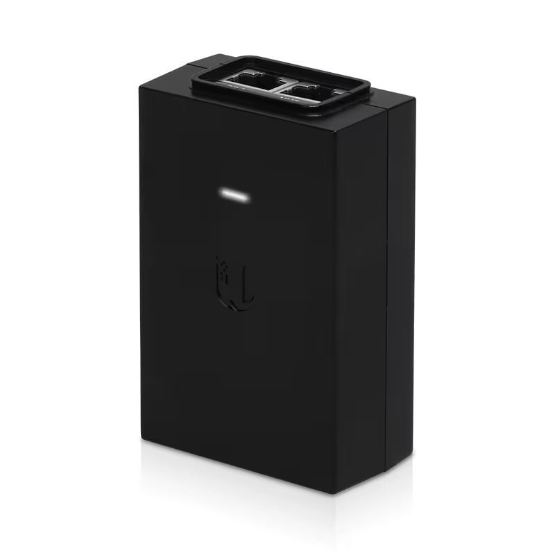 Ubiquiti POE-48-24W-G 48V passive PoE adapter with RJ45 port and LED indicators