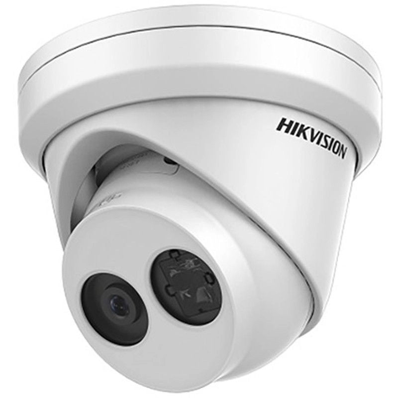 Hikvision 8MP Turret IP Camera with 2.8mm lens, IR, built-in mic, and AcuSense