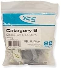 ICC CAT6 EZ modular connectors in resealable 25-pack white bag