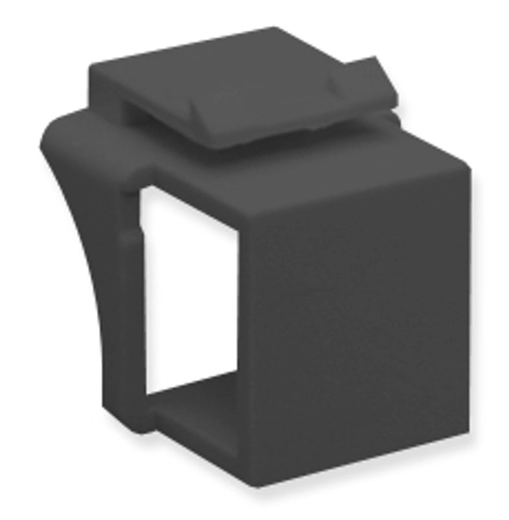 ICC IC107BN0BK blank keystone insert front view in black, shown as 10-pack