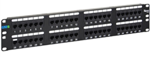 ICC 48-port CAT6 patch panel front view with port numbering