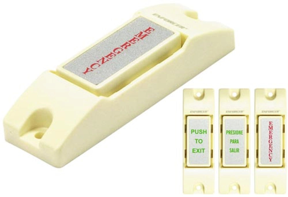 SS-075C-PEQ with included labels for Emergency, Push to Exit, and Presione Para Salir