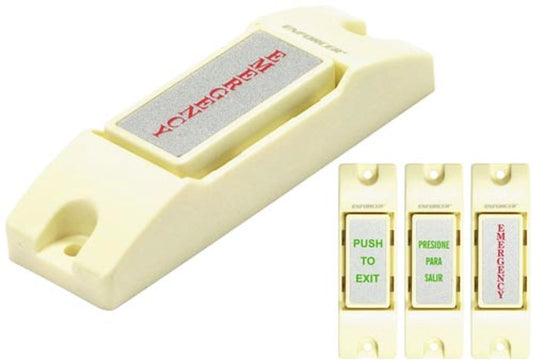 SS-075C-PEQ with included labels for Emergency, Push to Exit, and Presione Para Salir