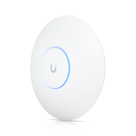 Ubiquiti UniFi U6 Enterprise access point front view with sleek white housing