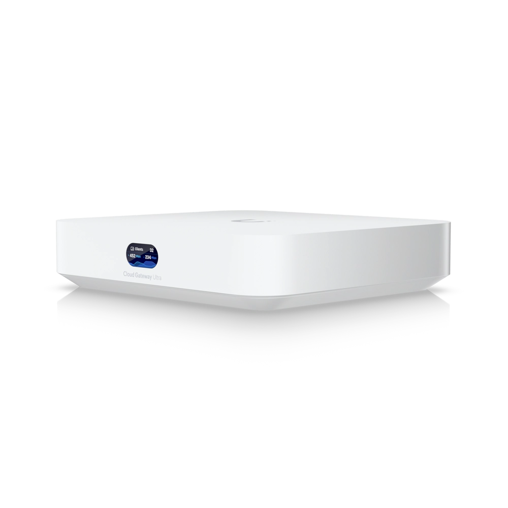 Ubiquiti Cloud Gateway Ultra UCG-Ultra front view with UniFi logo and LED indicators