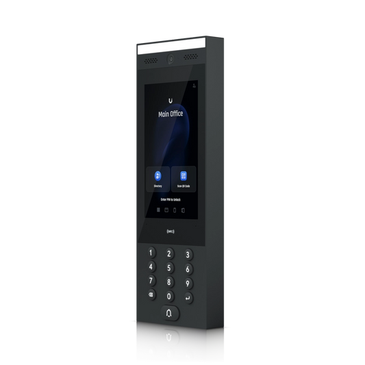 Ubiquiti UA-Intercom front view showing 7-inch touchscreen and camera