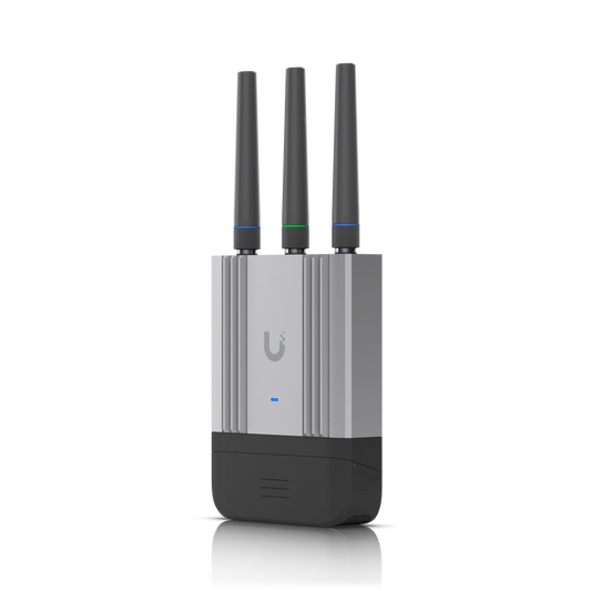 Ubiquiti UMR UniFi Mobile Router front view with LED indicators and SIM slot