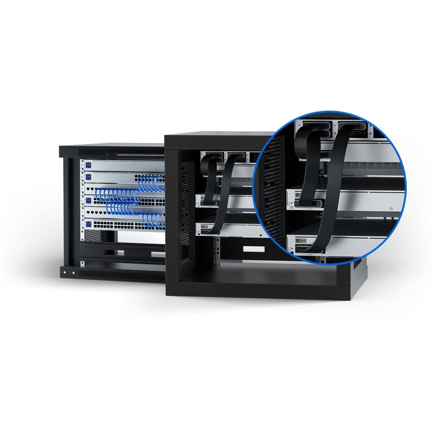 Ubiquiti UniFi SmartPower Cable (USP-Cable) installed in rack cabinet connecting UniFi devices.