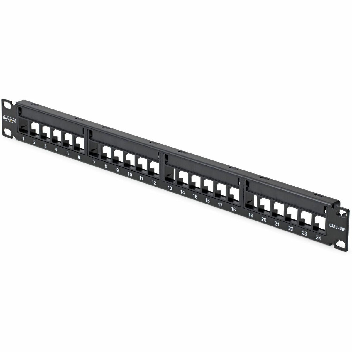 Antennas, Patch Panels & Accessories — StarTech 24 Port 1U Blank Keystone Patch Panel with Cable Management Bar, Rackmount Patch Panel for RJ45 UTP Network Jacks - C6PANELUTP241UCM