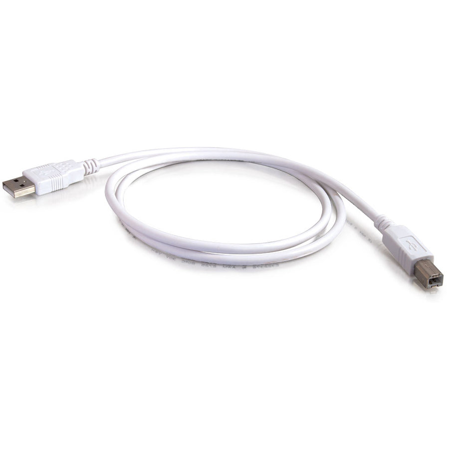Alternate-Image1 Image for C2G 2m (6.6ft) USB 2.0 Cable - USB Cable - Type USB A to Type USB B - White
