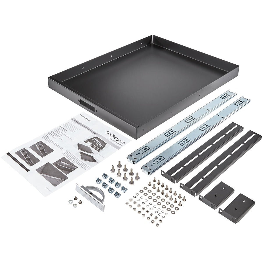 Alternate-Image5 Image for StarTech.com 1U Sliding Server Rack Mount Keyboard Shelf Tray, 55lbs (25Kg), 22in (55cm) Deep Steel Pull Out Drawer for 19" Equipment Rack