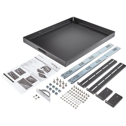 Alternate-Image5 Image for StarTech.com 1U Sliding Server Rack Mount Keyboard Shelf Tray, 55lbs (25Kg), 22in (55cm) Deep Steel Pull Out Drawer for 19" Equipment Rack
