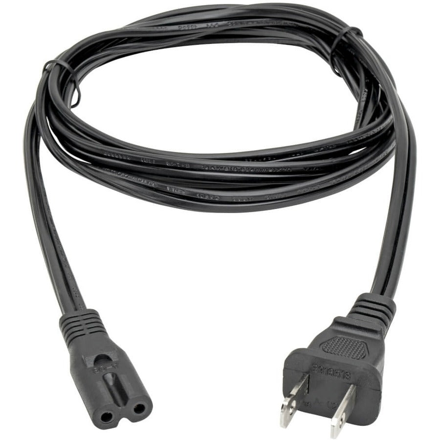 Alternate-Image1 Image for Eaton Tripp Lite Series 2-Slot Non-Polarized Replacement Power Cord, 1-15P to C7 - 10A, 120V, 18 AWG, 6 ft. (1.83 m), Black