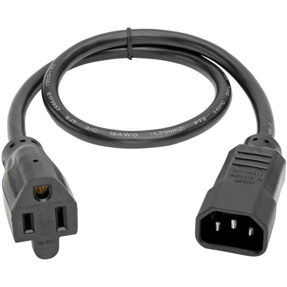 Alternate-Image1 Image for Eaton Tripp Lite Series NEMA 5-15R to C14 Computer AC Power Cable - 13A, 125V, 16 AWG, 2 ft. (0.61 m), Black
