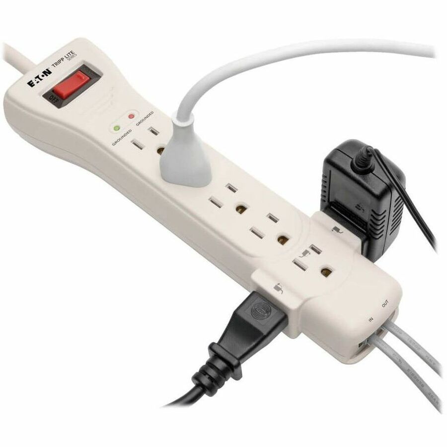 Alternate-Image4 Image for Eaton Tripp Lite Series Protect It! 7-Outlet Surge Protector, 15 ft. (4.57 m) Cord, 2520 Joules, Fax/Modem Protection, RJ11