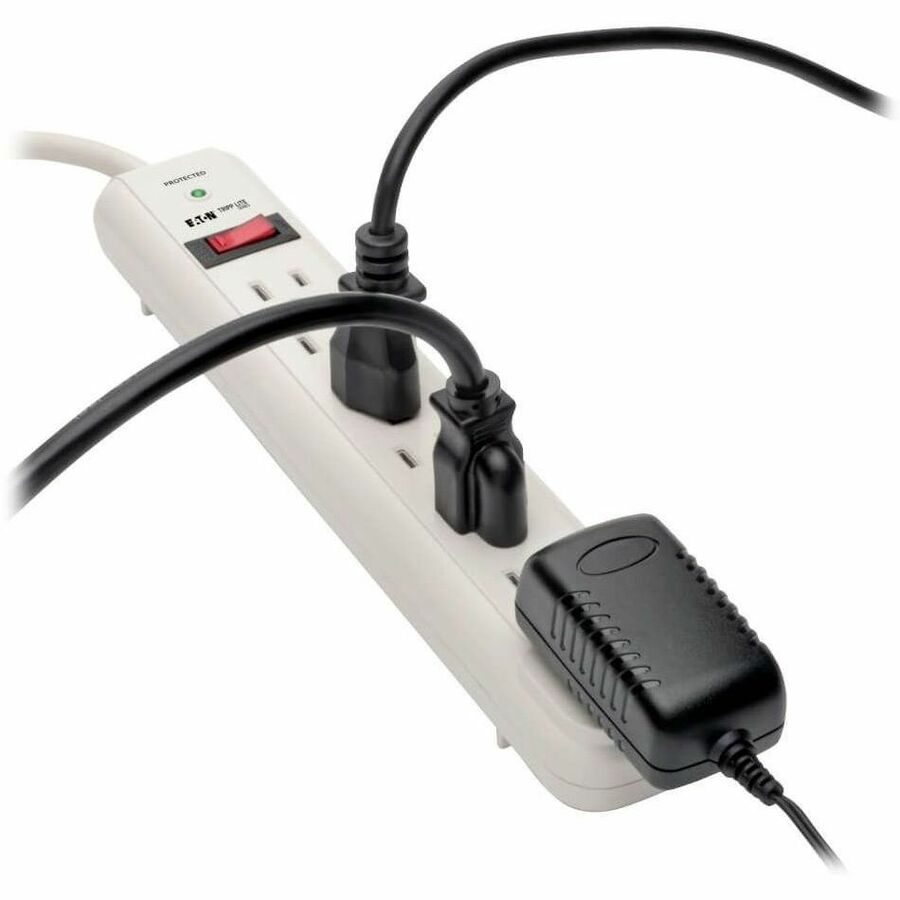 Alternate-Image1 Image for Eaton Tripp Lite Series Protect It! 7-Outlet Surge Protector, 12 ft. Cord, 1080 Joules, Diagnostic LED, Light Gray Housing