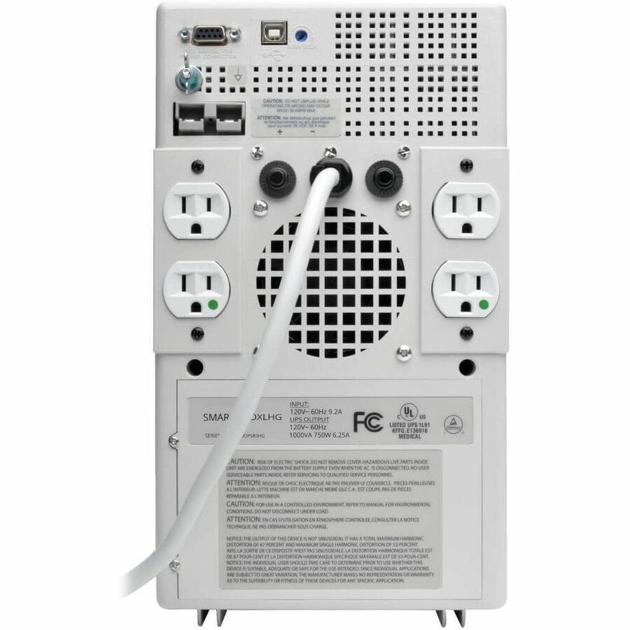 Rear Image for Tripp Lite by Eaton UPS SmartPro 120V 1kVA 750W Medical-Grade Line-Interactive Tower UPS 4 Outlets Full Isolation Expandable Runtime