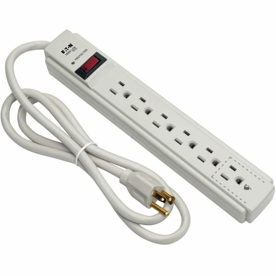 Alternate-Image7 Image for Eaton Tripp Lite Series Protect It! 6-Outlet Surge Protector, 4 ft. (1.22 m) Cord, 790 Joules, Diagnostic LED, Light Gray Housing