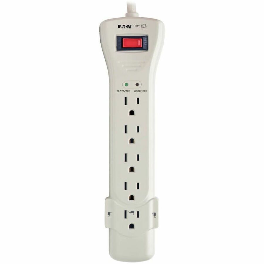 Alternate-Image3 Image for Eaton Tripp Lite Series Protect It! 7-Outlet Surge Protector, 7 ft. Cord with Right-Angle Plug, 2160 Joules, Diagnostic LEDs, Light Gray Housing