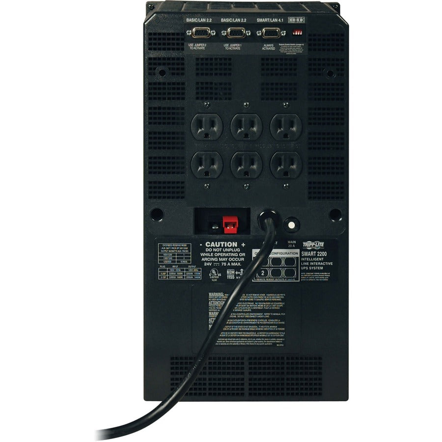 Rear Image for Tripp Lite by Eaton UPS SmartPro 120V 2.2kVA 1.7kW Line-Interactive UPS Tower Extended run 3 DB9 ports Battery Backup
