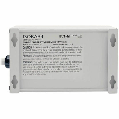 Alternate-Image1 Image for Eaton Tripp Lite Series Isobar 4-Outlet Surge Protector, 6 ft. Cord with Right-Angle Plug, 3330 Joules, Metal Housing