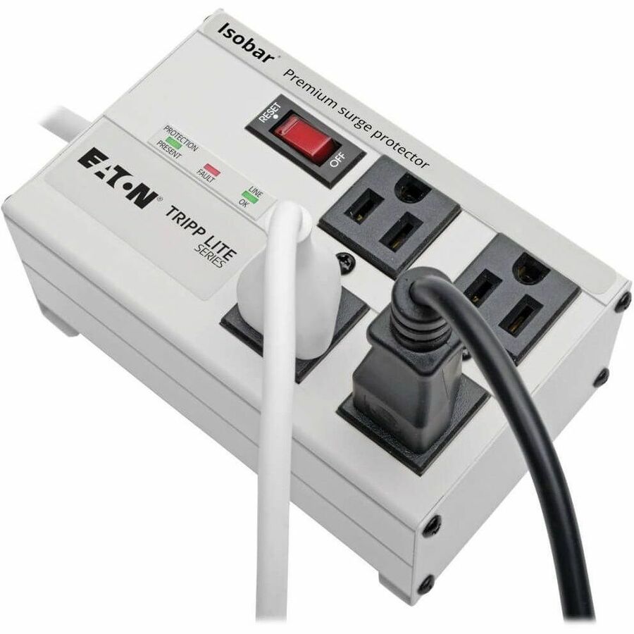 Alternate-Image4 Image for Eaton Tripp Lite Series Isobar 4-Outlet Surge Protector, 6 ft. Cord with Right-Angle Plug, 3330 Joules, Metal Housing