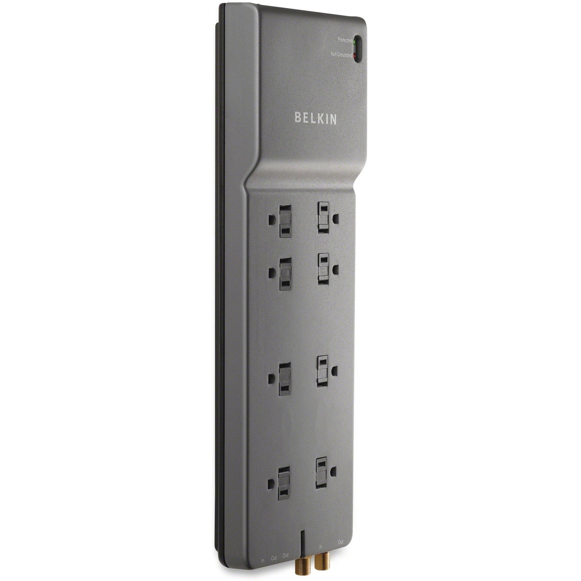Main Image for Belkin 8-Outlet Surge Protector - 12ft Cord - Right Angle Plug - 3550J - Telephone, Coaxial Protection - Grey