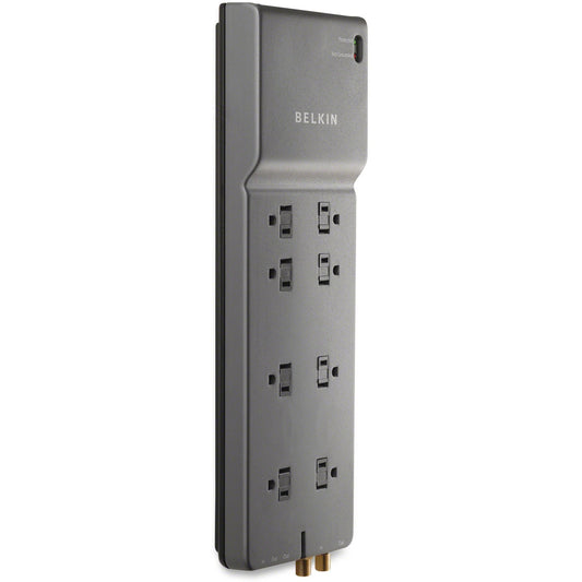 Main Image for Belkin 8-Outlet Surge Protector - 12ft Cord - Right Angle Plug - 3550J - Telephone, Coaxial Protection - Grey