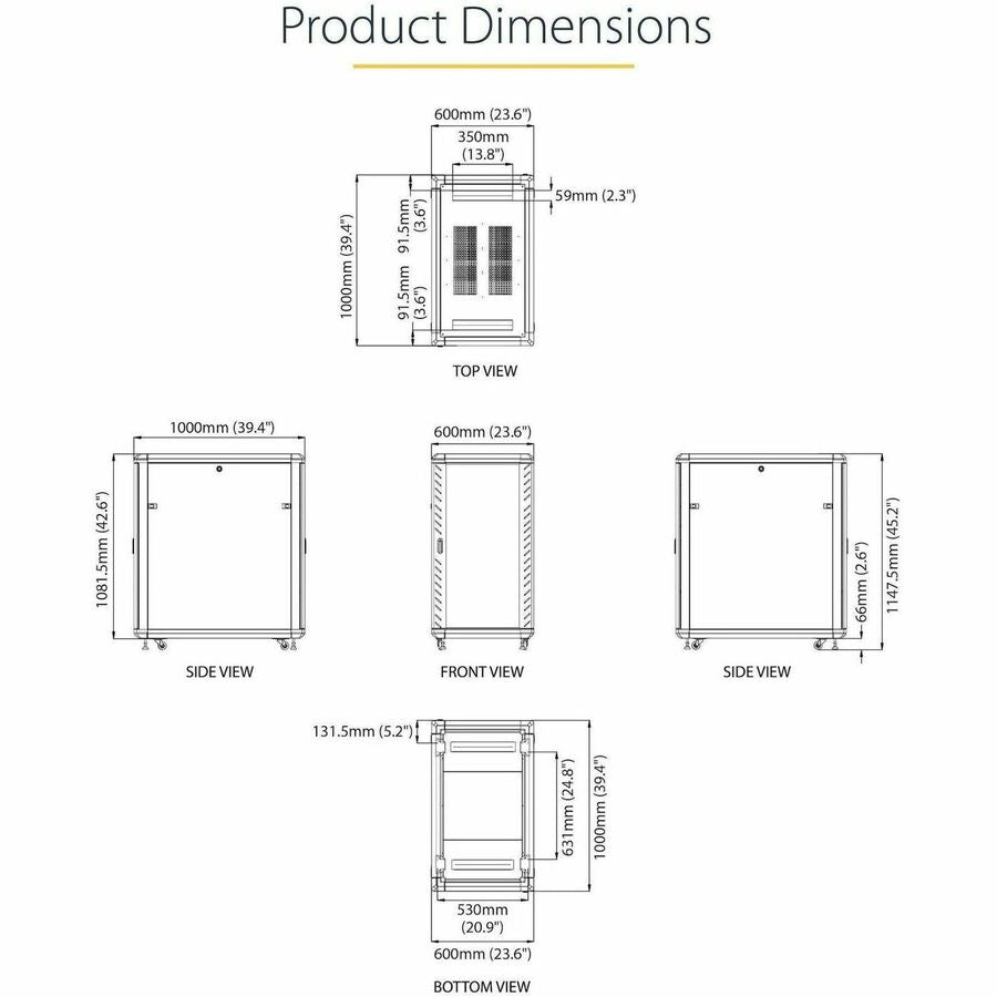 Alternate-Image4 Image for StarTech.com 22U 36in Knock-Down Server Rack Cabinet with Caster