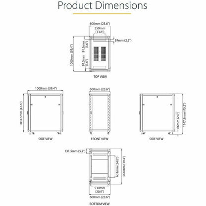 Alternate-Image4 Image for StarTech.com 22U 36in Knock-Down Server Rack Cabinet with Caster