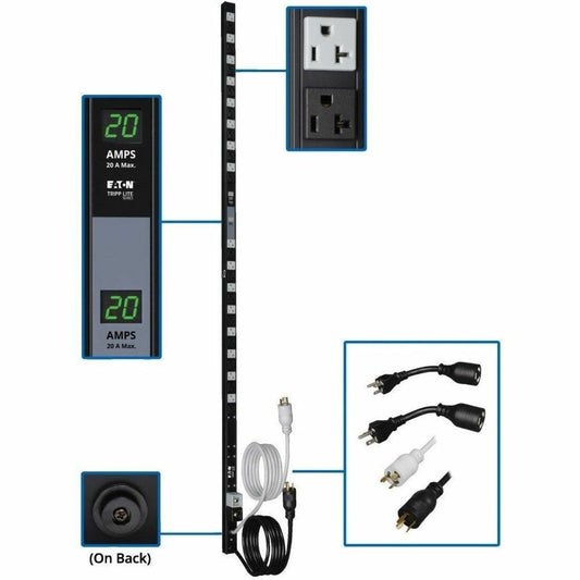 Main Image for Tripp Lite by Eaton PDU 3.8kW Single-Phase Local Metered PDU Dual Circuit 120V Outlets (32 5-15/20R) L5-20P/5-20P 10 ft. (3.05 m) Cord 0U Vertical