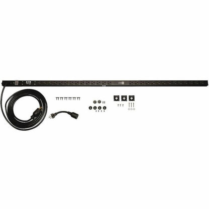 Alternate-Image3 Image for Eaton Tripp Lite Series 1.9kW Single-Phase Local Metered PDU, 120V Outlets (28 5-15/20R), L5-20P/5-20P Adapter, 15 ft. (4.57 m) Cord, 0U Vertical