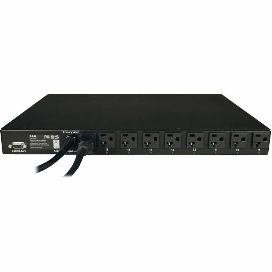Rear Image for Eaton Tripp Lite Series 1.9kW Single-Phase Switched Automatic Transfer Switch PDU, 2 120V L5-20P / 5-20P Inputs, 16 5-15/20R Outputs, 1U, TAA