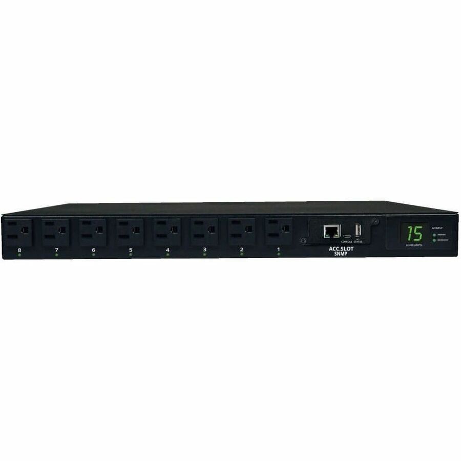 Front Image for Eaton Tripp Lite Series 1.4kW Single-Phase Switched Automatic Transfer Switch PDU, 2 120V 5-15P 15A Inputs, 8 5-15R Outputs, 1U, TAA