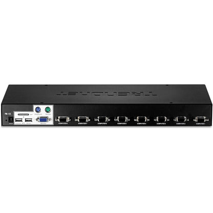 Rear Image for TRENDnet 8-Port USB/PS2 Rack Mount KVM Switch, TK-803R, VGA & USB Connection, Supports USB & PS/2 Connections, Device Monitoring, Auto Scan, Audible Feedback, Control up to 8 Computers/Servers