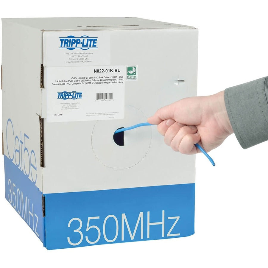 Alternate-Image3 Image for Tripp Lite by Eaton Cat5e 350 MHz Solid Core (UTP) PVC Bulk Ethernet Cable - Blue 1000 ft. (304.8 m) TAA