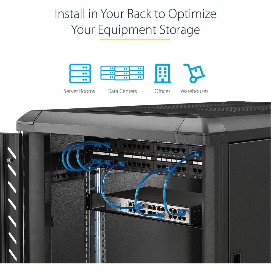 Alternate-Image5 Image for StarTech.com 2U Server Rack Cabinet Shelf - Fixed 16" Deep Cantilever Rackmount Tray for 19" Data/AV/Network Enclosure w/cage nuts, screws