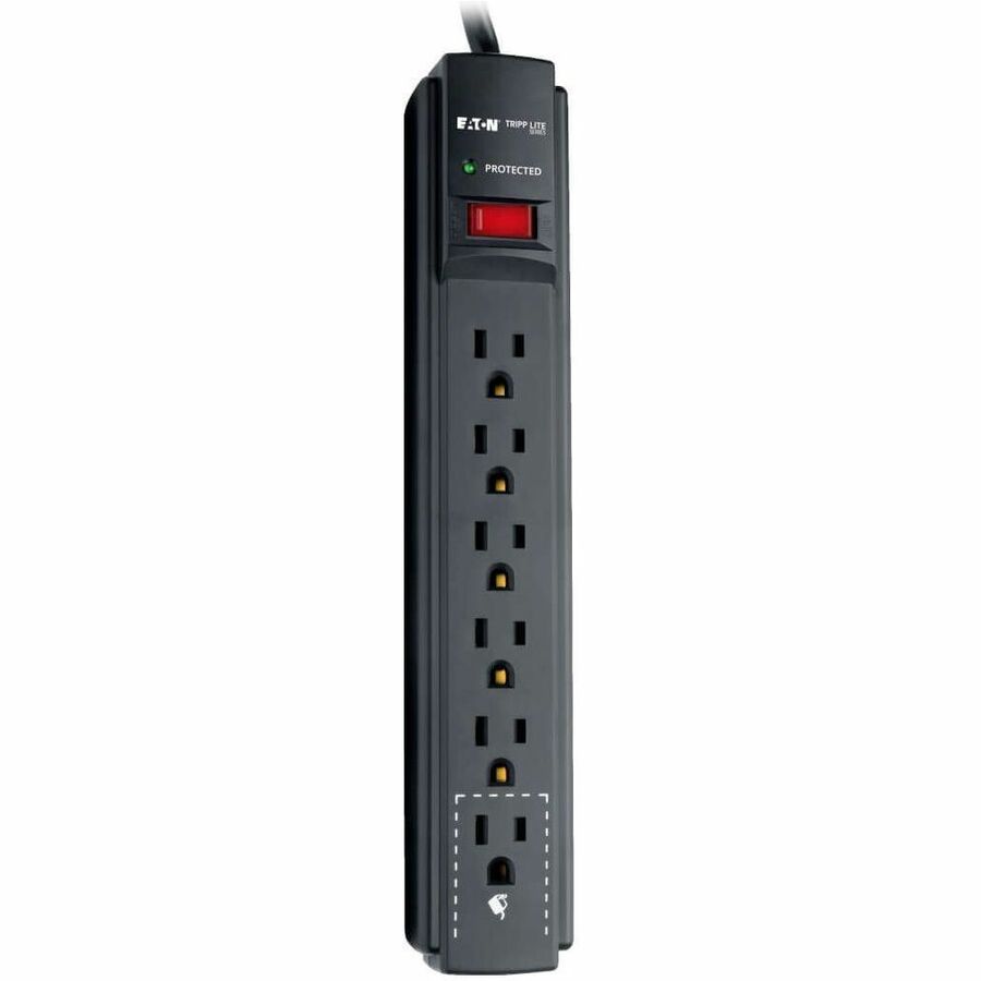 Alternate-Image3 Image for Eaton Tripp Lite Series Protect It! 6-Outlet Surge Protector, 6 ft. Cord, 900 Joules, Diagnostic LED, Black Housing