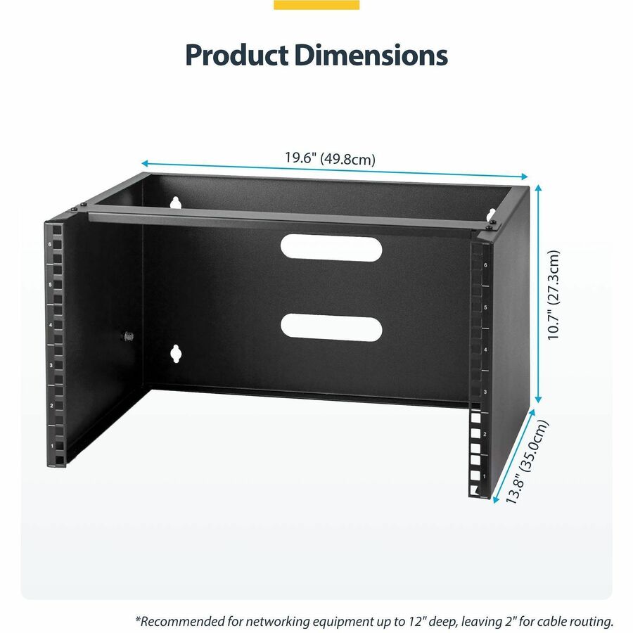 Alternate-Image5 Image for StarTech.com 6U Wall Mount Rack, 14in Deep, 19 inch Wall Mount Network Rack, Wall Mounting Patch Panel Bracket for Switch/IT Equipment
